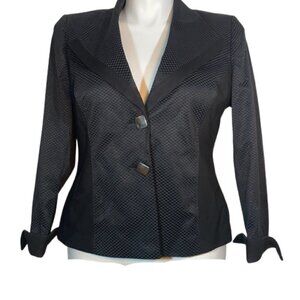 Black fitted textured blazer suit jacket Mary Kay Twinhill consultant coat 14P